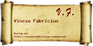 Vincze Fabrícius névjegykártya