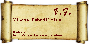Vincze Fabrícius névjegykártya